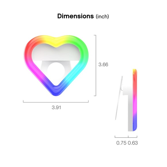 ON AIR Mini Mobile Heart Halo Light - Compact Ring Light with Full RGB Selfie - Picture 7 of 9